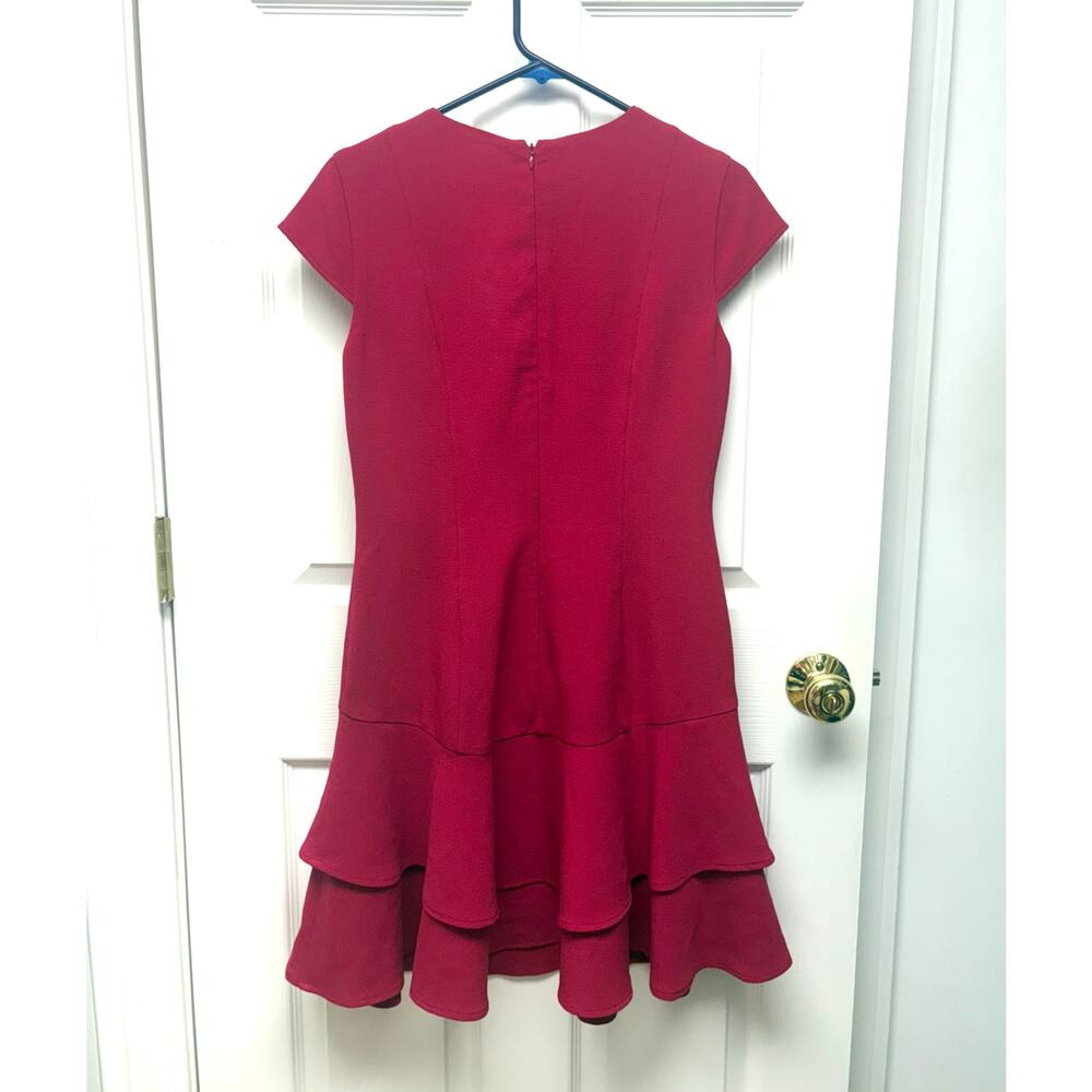 Eliza J Dress, Cap Sleeves, Fit Flare, Ruffled Skirt, Lined, Back Zip, Women's 6 - Picture 3 of 8